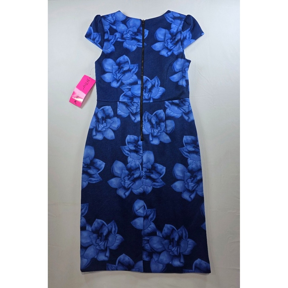 Betsy Johnson Blue Floral Print Sheath Dress Size 6 - Picture 2 of 5